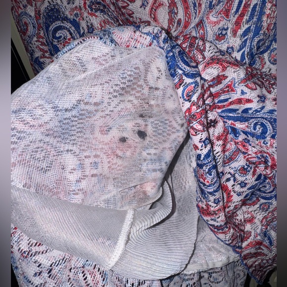 Cathy Daniels Red White Blue Paisley Flutter Sleeve Blouse | Size Large - Picture 5 of 5